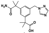 Anastrozole Monoacid Monoamide;  Anastrozole Amide Acid;  2-(3-((1H-1,2,4-Triazol-1-yl)methyl)-5-(1-amino-2-methyl-1-oxopropan-2-yl)phenyl)-2-methylpropanoic acid (CAS: 2469244-33-3)