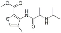 Articaine EP Impurity E; Articaine USP RC E; Isopropyl Articaine; Methyl 4-methyl-3-[[(2RS)-2-[(1-methylethyl)amino]propanoyl]amino]thiophene-2-carboxylate (CAS: 1796888-45-3)