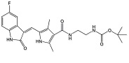 Sunitinib N,N-Didesethyl N-Butoxycarbonyl Impurity; N-(N-Boc-2-aminoethyl)-5-[(Z)-(5-fluoro-1,2-dihydro-2-oxo-3H-indol-3-ylidene)methyl]-2,4-dimethyl-1H-pyrrole-3-carboxamide; 1227960-76-0
