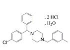 Meclizine HCl ;Meclizine Hydrochloride Monohydrate ;1-[(4-Chlorophenyl)phenylmethyl]-4-[(3-methylphenyl) methyl]-piperazine dihydrochloride monohydrate  |  31884-77-2