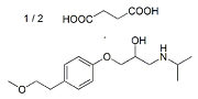 Metoprolol Succinate; Bis[(2RS)-1-[4-(2-methoxyethyl)phenoxy]-3-[(1-methylethyl)-amino]propan-2-ol] butanedioate  |  98418-47-4