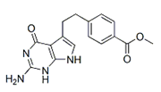 Pemetrexed Acid Methyl Ester ;4-[2-(2-Amino-4,7-dihydro-4-oxo-1H-pyrrolo[2,3-d]pyrimidin-6-yl)ethyl] benzoic acid methyl ester   |  155405-80-4