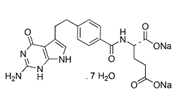 Pemetrexed Disodium Heptahydrate ; N-[4-[2-(2-Amino-4,7-dihydro-4-oxo-1H-pyrrolo[2,3-d]pyrimidin-5-yl)ethyl]benzoyl]-L-glutamic acid disodium salt heptahydrate  |  357166-29-1