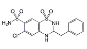 Hydrochlorothiazide Benzyl ; 6-Chloro-3,4-dihydro-3-(phenylmethyl)-2H-1,2,4-benzothiadiazine-7-sulfonamide  |  1824-50-6