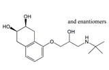 Nadolol ;cis-5-[(2RS)-3-[(1,1-Dimethylethyl)amino]-2-hydroxypropoxy]-1,2,3,4-tetrahydronaphthalene-2,3-diol ; 5-[3-[(1,1-Dimethylethyl)amino]-2-hydroxypropoxy]-1,2,3,4-tetrahydro-2,3-naphthalenediol   |  42200-33-9
