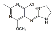 Moxonidine ; 4-Chloro-N-(imidazolidin-2-ylidene)-6-methoxy-2-methylpyrimidin-5-amine   |  75438-57-2