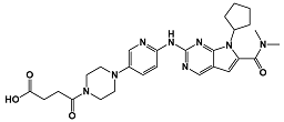 Ribociclib succinic acid Impurity; 4-[4-(6-{[7-cyclopentyl)-6-(N,N-dimethylcarabmoyl)-7H-pyrrolo[2,3-d]pyrimidin-2-yl]amino}pyridin-3-yl)piperazin-1-yl]-4-oxobutanoic acid; 4-(4-(6-((7-cyclopentyl-6-(dimethylcarbamoyl)-7H-pyrrolo[2,3-d]pyrimidin-2-yl)amino)pyridin-3-yl)piperazin-1-yl)-4-oxobutanoic acid