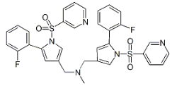 Vonoprazan Dimer Impurity ; 1-(5-(2-Fluorophenyl)-1-(pyridin-3-ylsulfonyl)-1H-pyrrol-3-yl)-N-((5-(2-fluorophenyl)-1-(pyridin-3-ylsulfonyl)-1H-pyrrol-3-yl)methyl)-N-methylmethanamine ;