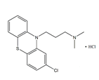 Chlorpromazine HCl ; 3-(2-Chloro-10H-phenothiazin-10-yl)-N,N-dimethylpropan1-amine hydrochloride   |  69-09-0