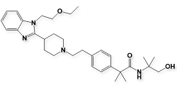 Bilastine Impurity B (Inhouse); 2-(4-(2-(4-(1-(2-ethoxyethyl)-1H-benzo[d]imidazol-2-yl)piperidin-1-yl)ethyl)phenyl)-N-(1-hydroxy-2-methylpropan-2-yl)-2-methylpropanamide