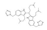 Rizatriptan 2,2-Dimer ;4,4-Bis(5-((1H-1,2,4-triazol-1-yl)methyl)-3-(2-(dimethylamino)ethyl)-1H-indol-2-yl)-N,N-dimethylbutan-1-amine  |  1135479-44-5